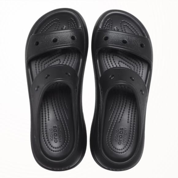 Crocs Classic Crush Platform Two-Strap Sandals Black Size 8 - Picture 3 of 10